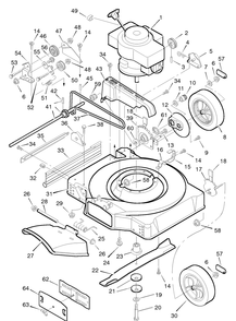 Mower Housing Assembly Diagram and Parts List for 22755X18A 1996 Briggs and Stratton Lawn Mower